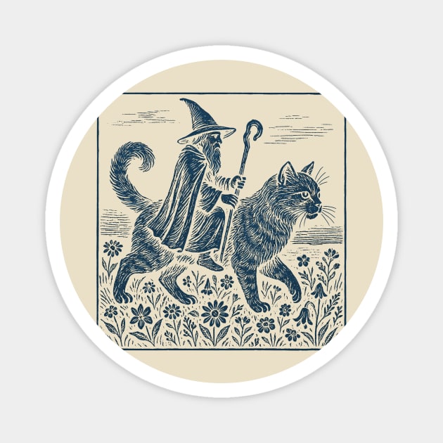 Wizard Cat Ride Fantasy Witchy Humor Magnet by ArtistTee ⭐⭐⭐⭐⭐